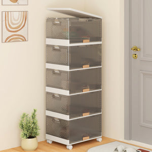 3/4/5/6-Cube Stackable Storage Bins with Detachable Wheels-5 Cube