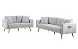 Easton - Linen Fabric Living Room Set With USB Charging Ports Pockets And Pillows (Set of 2) by Couch.com
