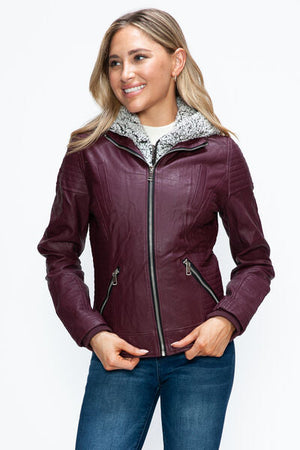 Women Warm Sleek Dual-Zipper Layered Jacket with Cozy Fuzzy Hood Urban Chic & Comfortable Jacket
