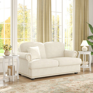 Set of 2 15 Inch 2-Tier Round End Table with Storage Shelf-White