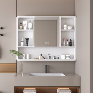 Aluminium Medicine Cabinet Mirror With 3 Colors LED Light And Defogging Function - White by Couch.com