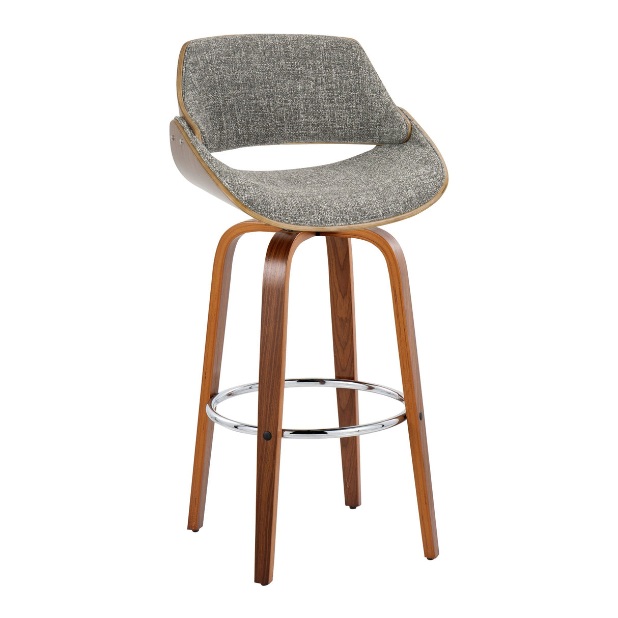 Fabrizzi - Mid Century Modern Fixed Height Barstool With Swivel With Round Footrest (Set of 2) by Couch.com