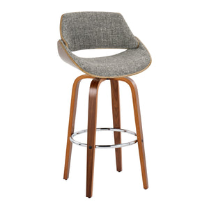 Fabrizzi - Mid Century Modern Fixed Height Barstool With Swivel With Round Footrest (Set of 2) by Couch.com