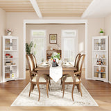 67 Inch Tall Corner Cabinet Triangular Buffet Cabinet with Tempered Glass Doors-White