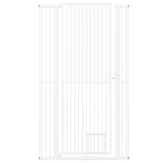 67.5" Extra Tall Pet Gate Heavy-Duty Metal Cat Gate with 30.5"-41" Wide Opening-White