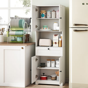 67.5 Inch Tall Modern Freestanding Floor Storage Cabinet with 4 Doors and 1 Drawer-White