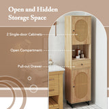 67 Inch Tall Bathroom Cabinet PE Rattan Floor Cabinet with 2 Doors-Natural