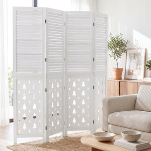 67" Tall Wood Room Divider Indoor Wooden Partition for Room Separation-4 Panels