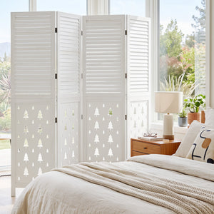 67" Tall Wood Room Divider Indoor Wooden Partition for Room Separation-4 Panels