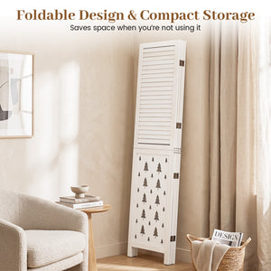 67" Tall Wood Room Divider Indoor Wooden Partition for Room Separation-4 Panels