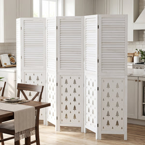 67" Tall Wood Room Divider Indoor Wooden Partition for Room Separation-6 Panels