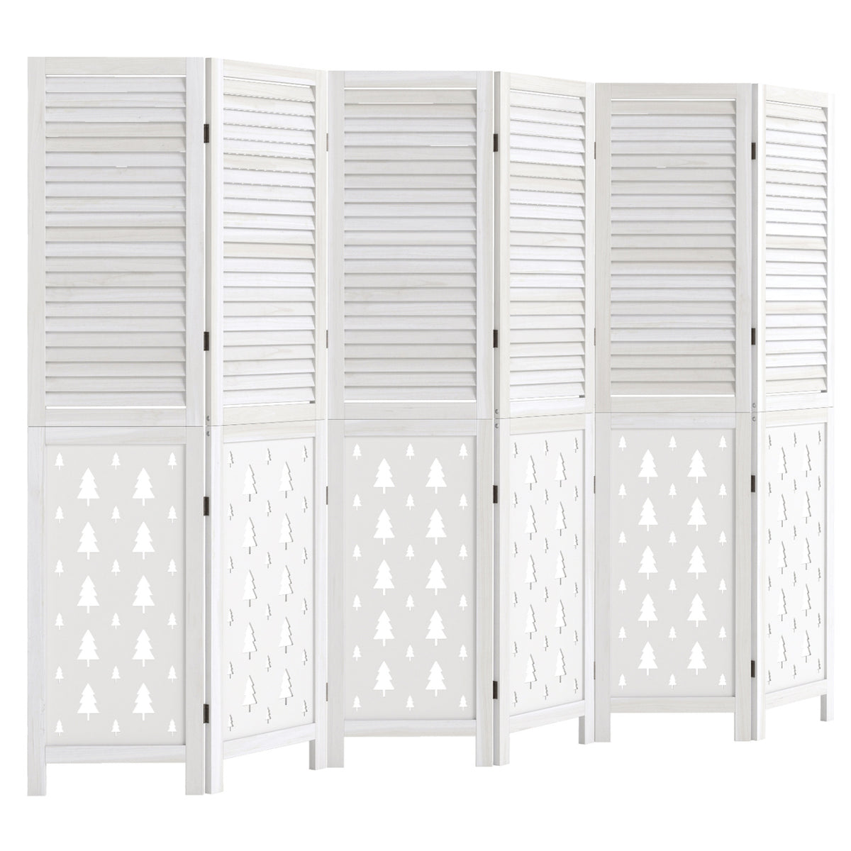 67" Tall Wood Room Divider Indoor Wooden Partition for Room Separation-6 Panels