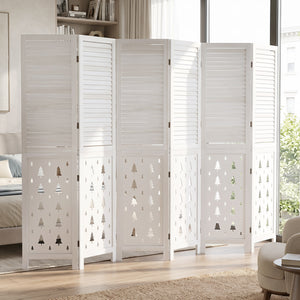 67" Tall Wood Room Divider Indoor Wooden Partition for Room Separation-6 Panels