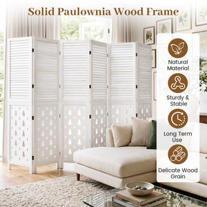 67" Tall Wood Room Divider Indoor Wooden Partition for Room Separation-6 Panels