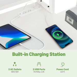 67 Inch Computer Desk with Monitor Stand & File Drawer-White