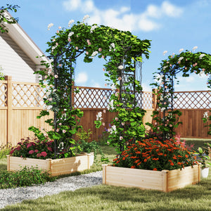 67 x 83 Inch Garden Arch Trellis Metal Pergola Arbor for Climbing Plants-Black