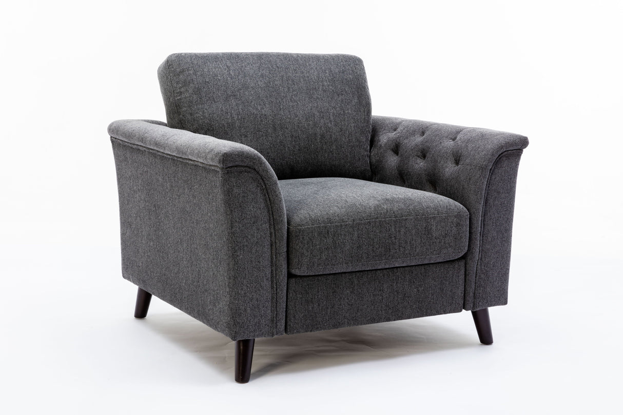 Stanton - Linen Chair With Tufted Arms - Dark Gray by Couch.com