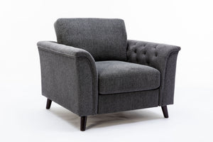 Stanton - Linen Chair With Tufted Arms - Dark Gray by Couch.com