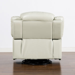Couch.com Rover Swivel Glider Push Back Manual Recliner Arm Chair Parchment Cream Off-White, Faux Leather Construction, White Finish by Couch.com