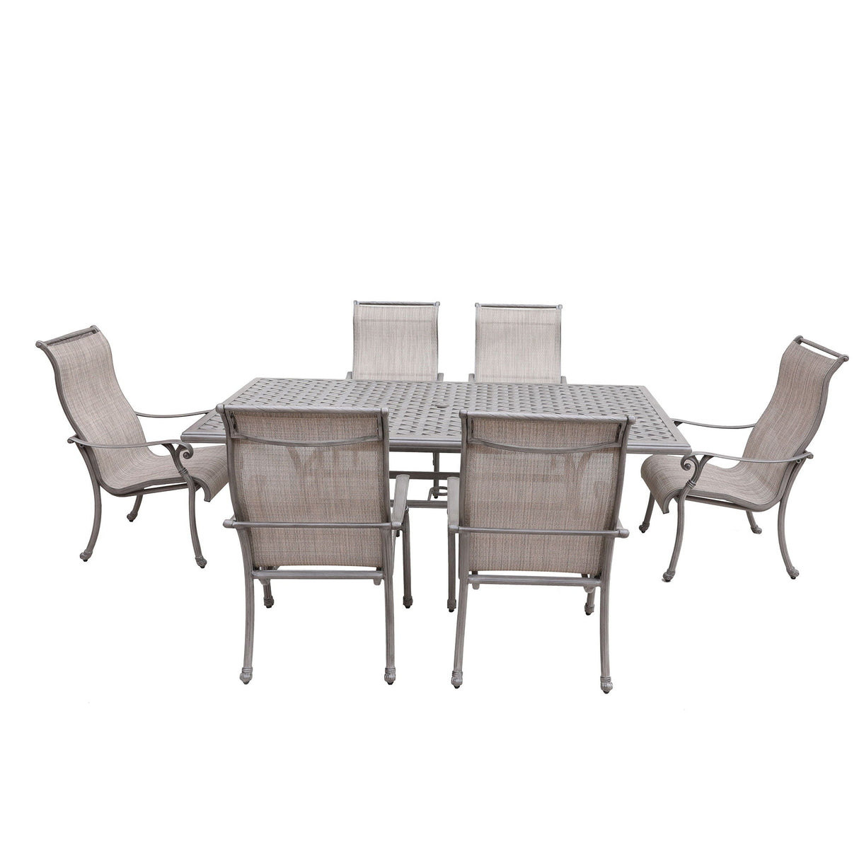 Cast Aluminum Dining Set With Sling Chairs by Couch.com