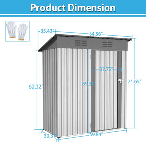 Outdoor Storage Shed, Galvanized Metal Garden Shed With Lockable Doors, Tool Storage Shed For Patio Lawn Backyard Trash Cans - White by Couch.com