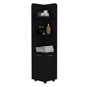 Corner Cabinet Tall With 3 Tier Shelf And 2 Door - Black by Couch.com