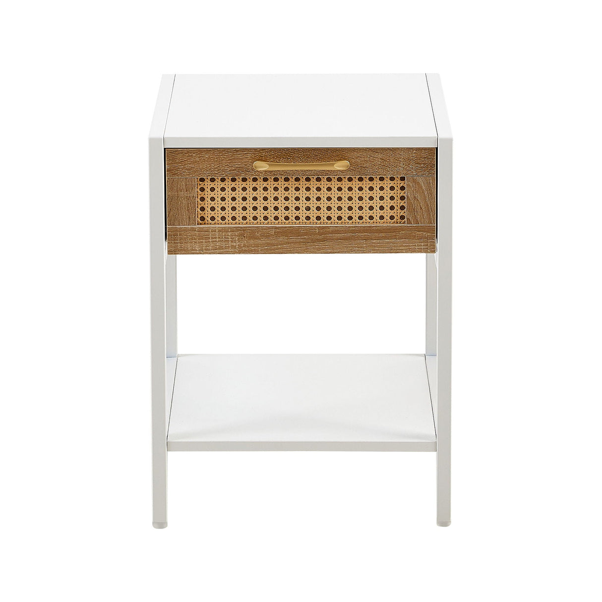 15.74" Rattan End Table With Drawer, Modern Nightstand, Metal Legs, Side Table For Living Room, Bedroom by Couch.com