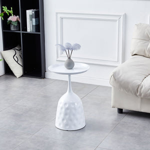 Wine Cup Metal Side Table, Small Sofa Table, Round White Nightstand - White by Couch.com