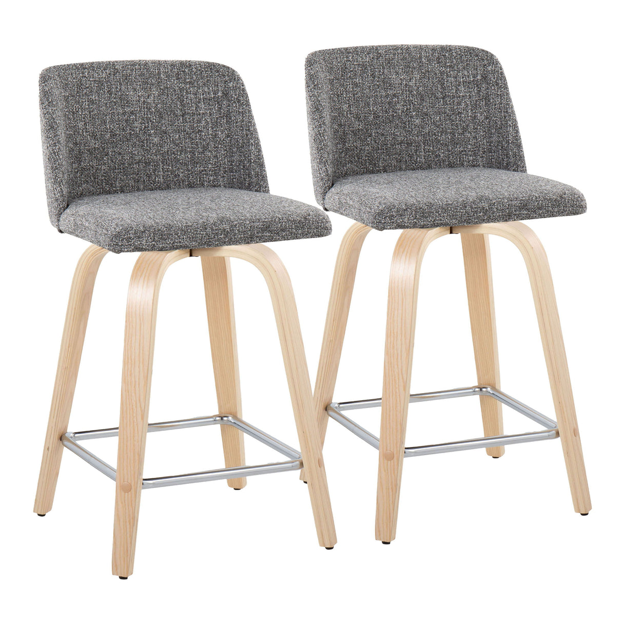 Toriano - Contemporary Fixed Height Counter Stool With Swivel With Square Footrest (Set of 2) by Couch.com