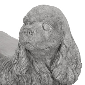 Charming Cocker Spaniel Dog Statue Bench Gray Magnesium Oxide