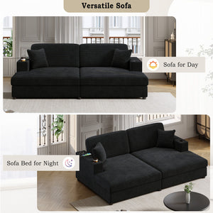 Oversized Loveseat Chaise With 2 USB Ports, 2 Cup Holders And 2 Throw Pillows by Couch.com