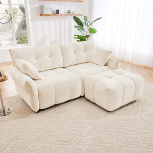 Elegant Sofa Set With Ottoman And Pillows, Textured Chenille, High Resilience Cushions by Couch.com