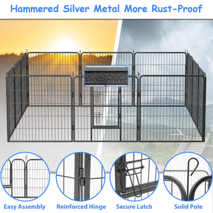 Dog Pens Outdoor Height Foldable 12 Panels Heavy Duty Metal Portable Dog Playpen Indoor Anti Rust Exercise Dog Fence With Doors For Pets Play Pen For RV Camping Yard - Black by Couch.com
