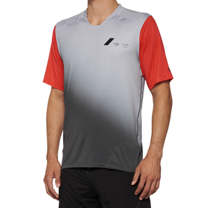 100% Celium Jersey - Short-Sleeve - Gray/Racer Red - Medium 40011-00011