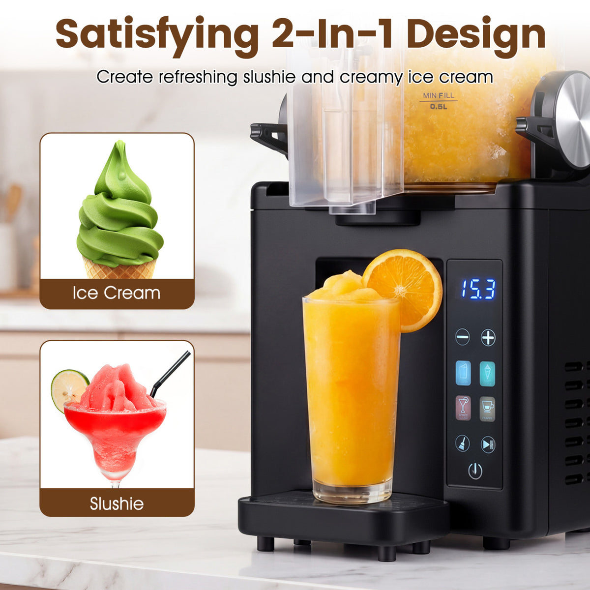 68 oz Frozen Drink Maker and Slushy Machine for Home-Black