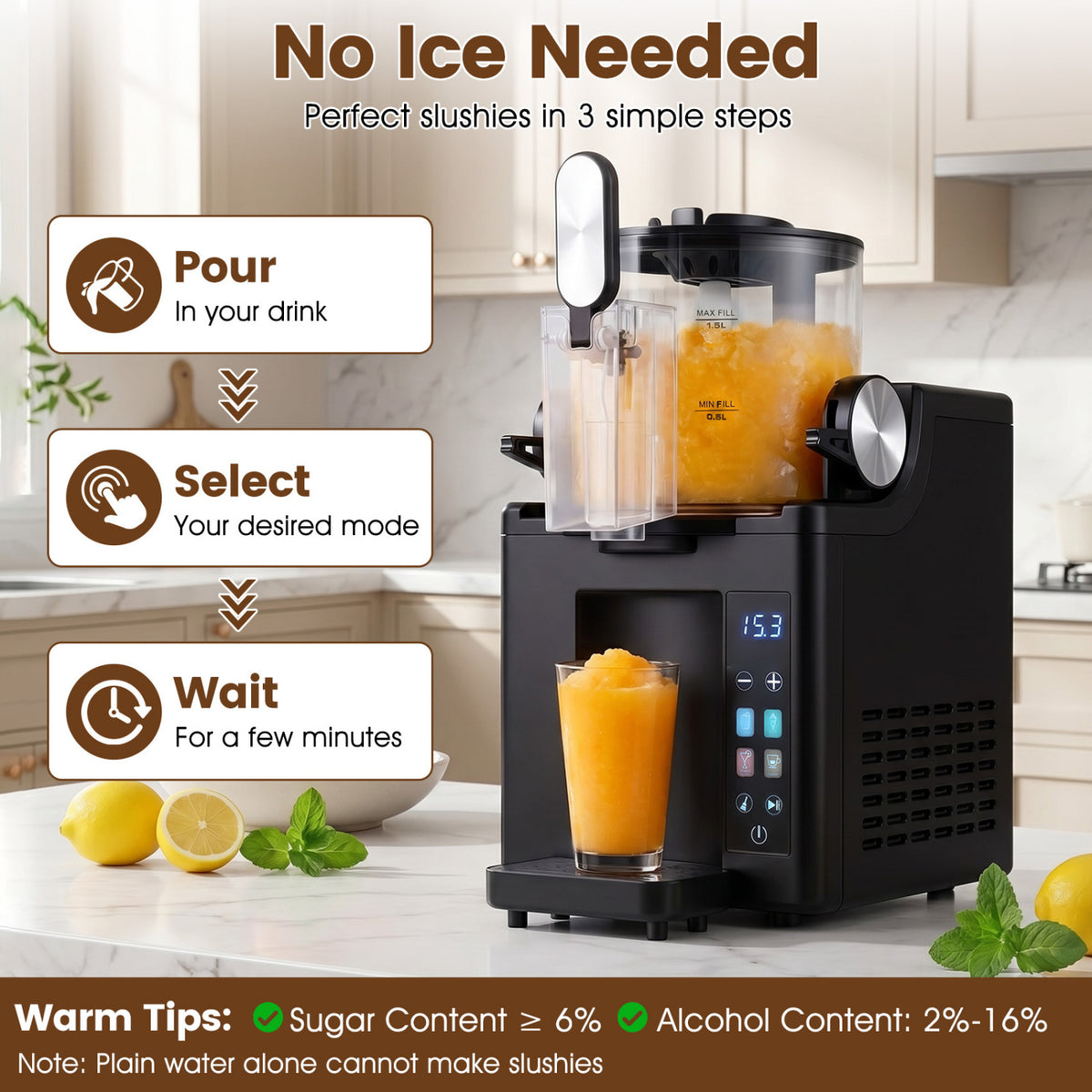 68 oz Frozen Drink Maker and Slushy Machine for Home-Black