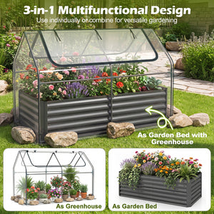 68 x 33 x 21 Inch Galvanized Raised Garden Bed with Cover-Black