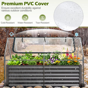 68 x 33 x 21 Inch Galvanized Raised Garden Bed with Cover-Black