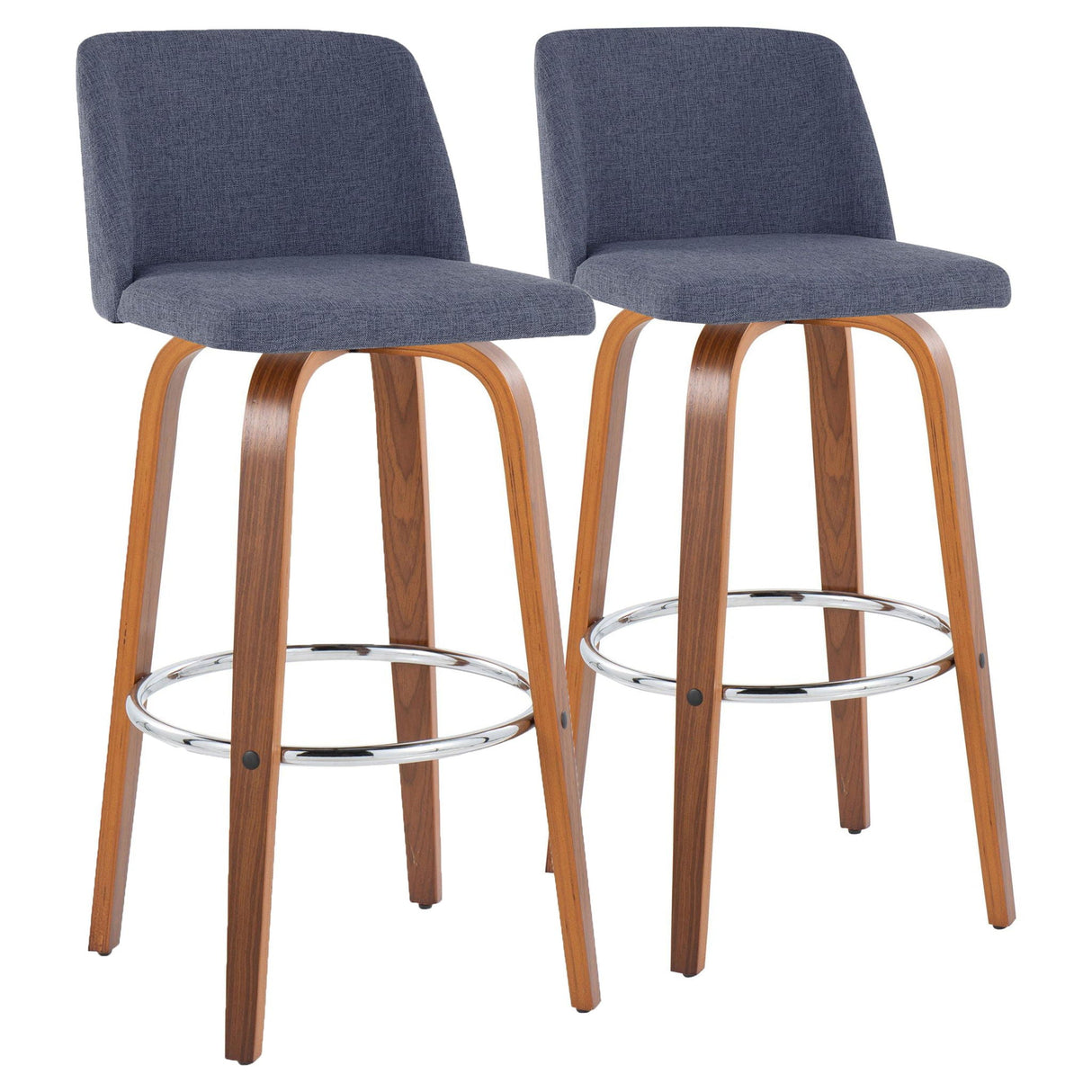 Toriano - Mid Century Modern Fixed Height, Barstool With Swivel With Round Footrest (Set of 2) by Couch.com