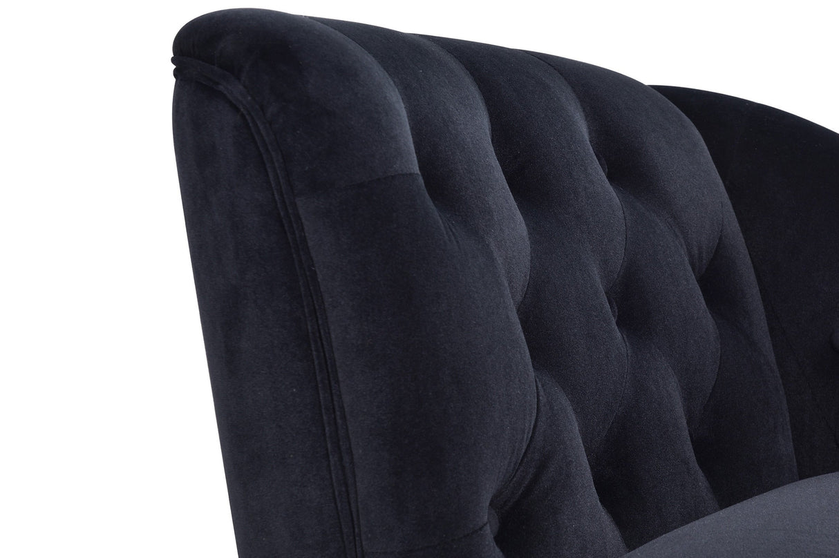 58" Velvet Chaise Lounge with Nailhead Trim and Solid Wood Legs