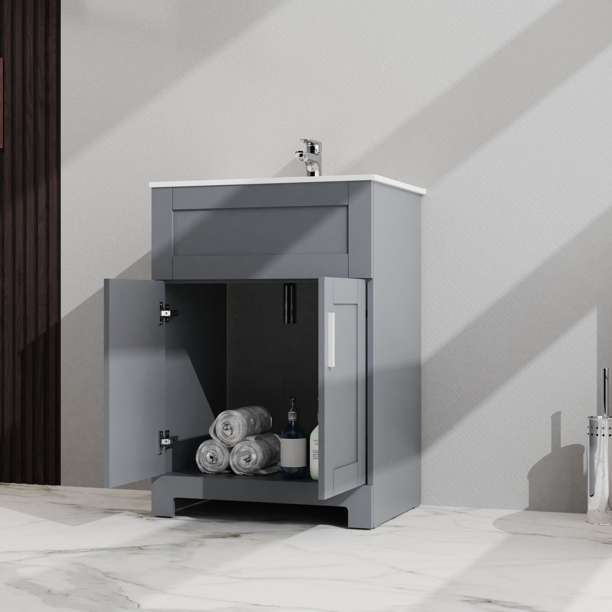 Bathroom Sink Vanity Laundry Utility Cabinet - Gray by Couch.com