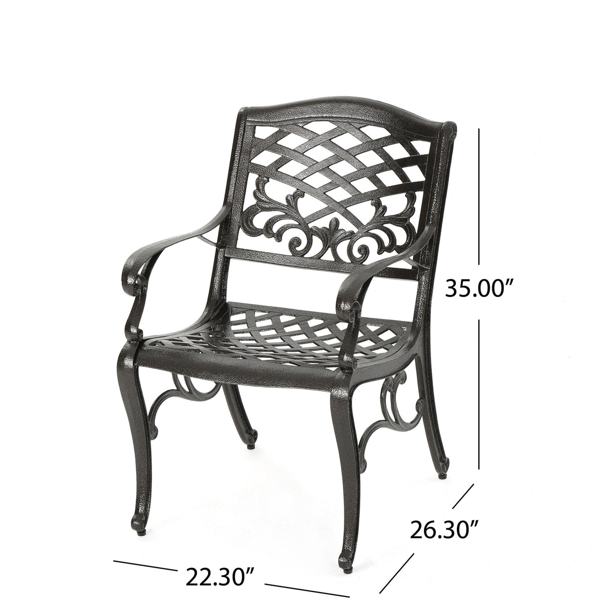 Luminea - Outdoor Aluminum Dining Chair With Scroll Design, Lattice Pattern And Cabriole Legs - Bronze by Couch.com