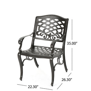Luminea - Outdoor Aluminum Dining Chair With Scroll Design, Lattice Pattern And Cabriole Legs - Bronze by Couch.com