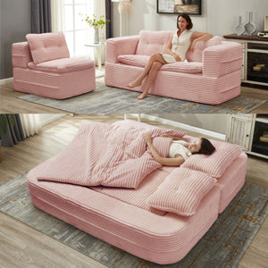Multi Functional Sectional Sofa Bed With Independent Chaise Lounge And Functional Blanket