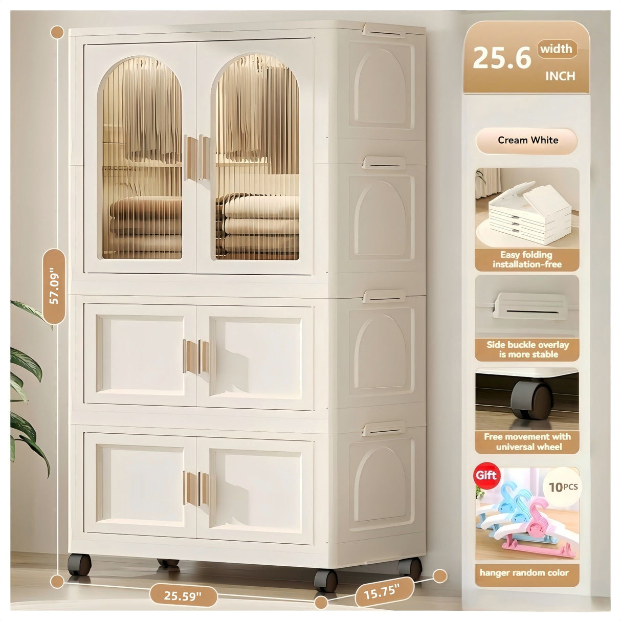Folding Wardrobe Cabinet With Magnetic Doors, Wheels And Hangers by Couch.com