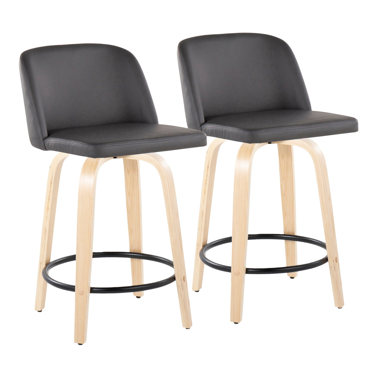 Toriano - Contemporary, Fixed Height Counter Stool With Swivel And Round Footrest (Set of 2) by Couch.com
