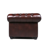 Traditional Tufted Leather Chesterfield Nailhead Sofa - Brown by Couch.com