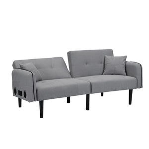 Couch.com Folding Ottoman Sofa Bed With Stereo Gray Fabric, Fabric Construction, Dark Gray Finish by Couch.com