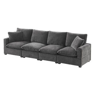 Modern Modular Sofa, 4 Seat Chenille Sectional Couch Set With 2 Pillows Included, Freely Combinable Indoor Funiture For Living Room, Apartment, Office by Couch.com