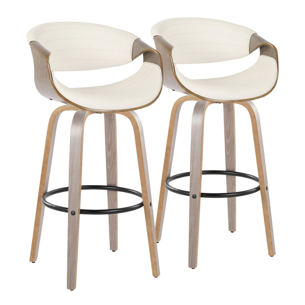 Symphony - Mid-Century Modern Fixed Height Barstool With Swivel With Round Footrest (Set of 2) by Couch.com